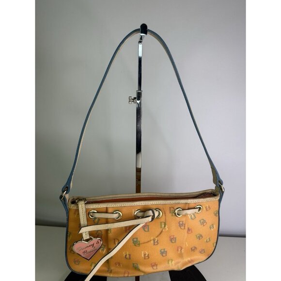 Vtg DOONEY Bourke Orange Logo Y2k 90s Leather Trim - Picture 3 of 12